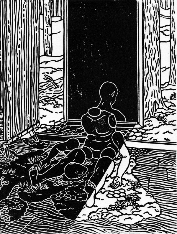 The Forest - Handmade Linoprint 17 x 25 cm Black & White