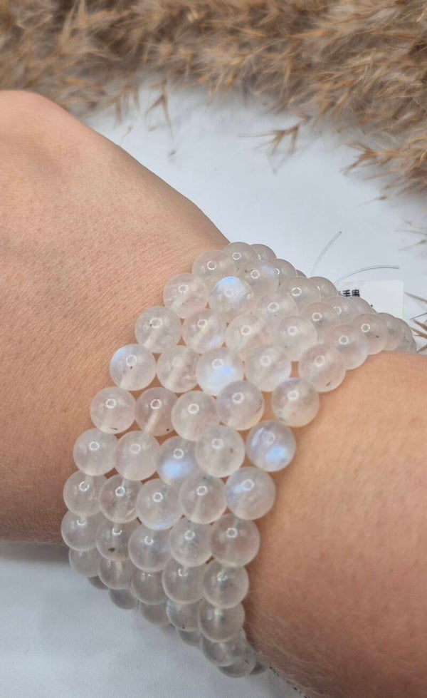 Weiße Mondstein Kugelarmband