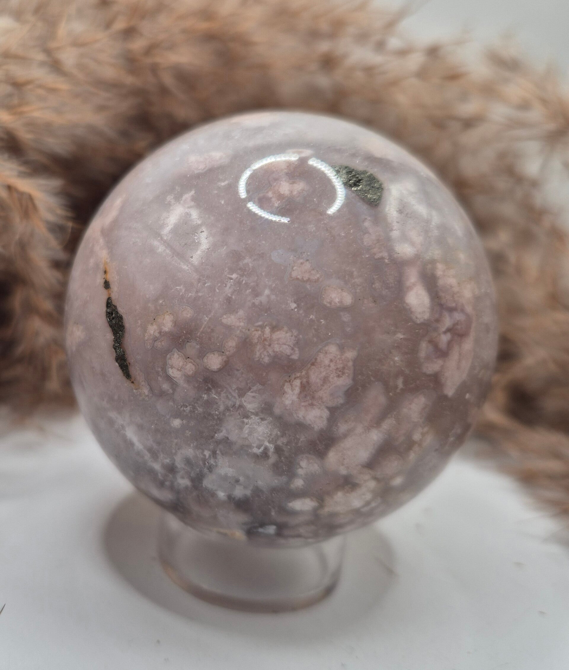 Blumenachat x Pink Amethyst x Phyrit Kugel