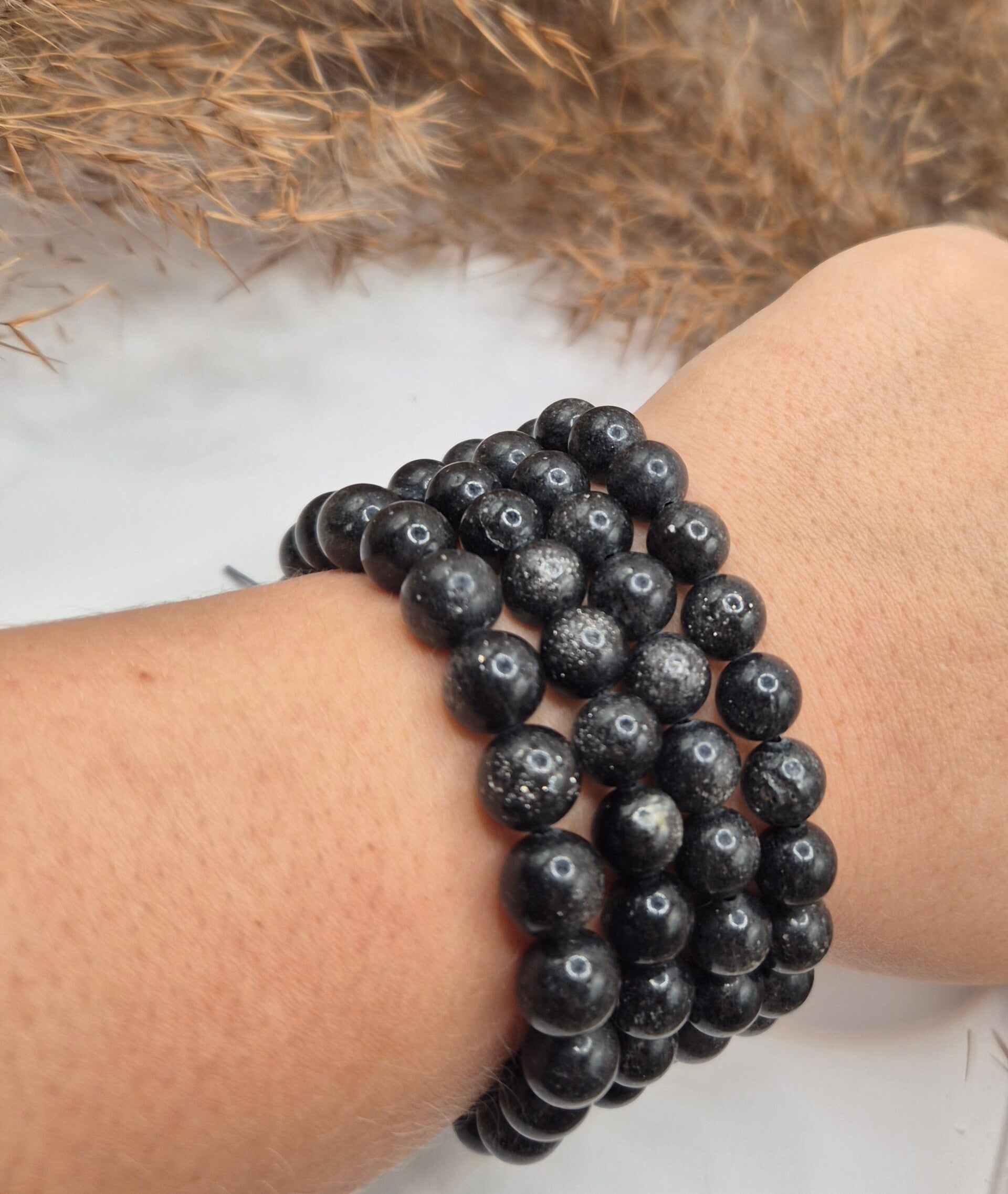 Schwarzer Sonnenstein Kugelarmband