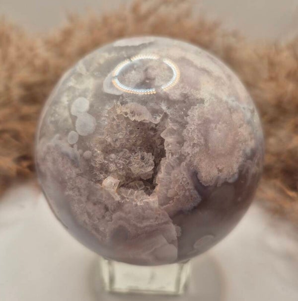 Pink Amethyst x Blumenachat Kugel