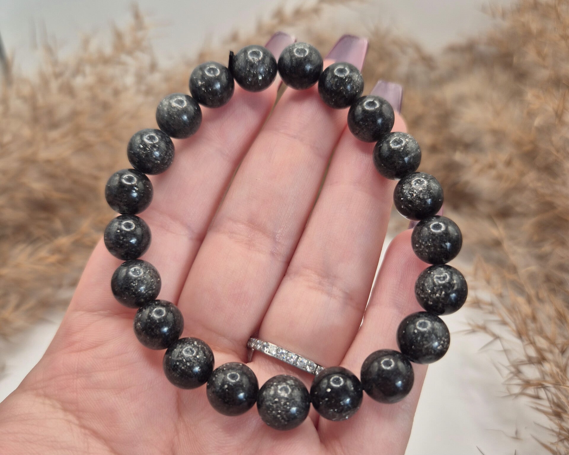 Schwarzer Sonnenschein Kugelarmband