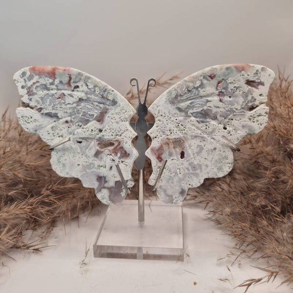 Moosachat mit Pink Schmetterling