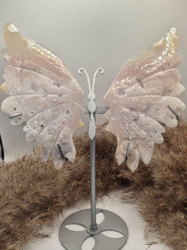 Pink Amethyst mit Blumenachat Flügel