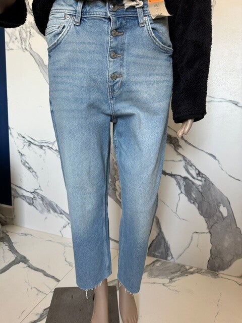 STRAIGHT CROP LIGHT INDIGO SHOT M&S DENIM