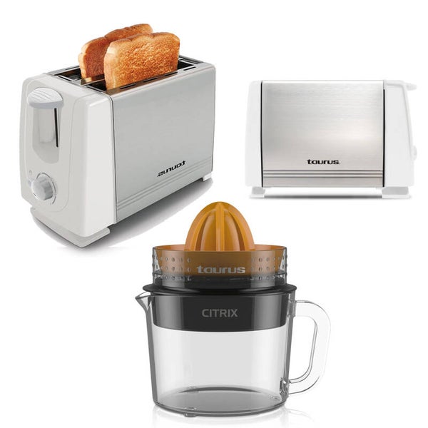AM3KEXTOST Combo Desayuno Taurus: Tostador Leonis White + Exprimidor Citrix 1L