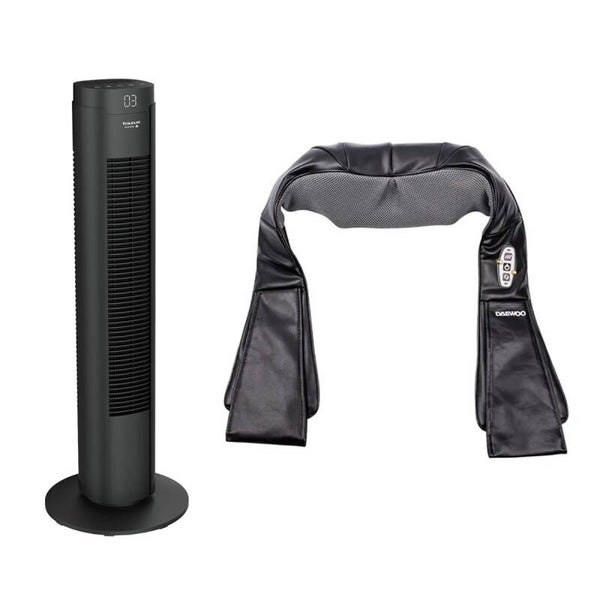 AM3KMAVEN Combo Confort: Ventilador de Torre + Masajeador de Cuello