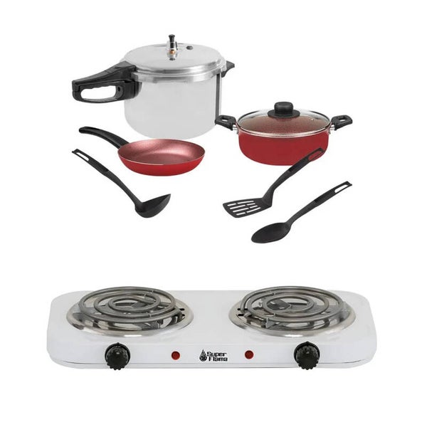 AM3KPARCO Combo Cocina Completa: Express Classic 7 Pzas EKCO + Parrilla Eléctrica Superflama 45 cm