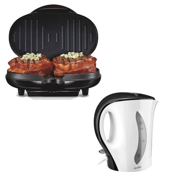 AM3KPARHER Combo Hogar Práctico: Parrilla Antigrasa + Hervidor Blanco