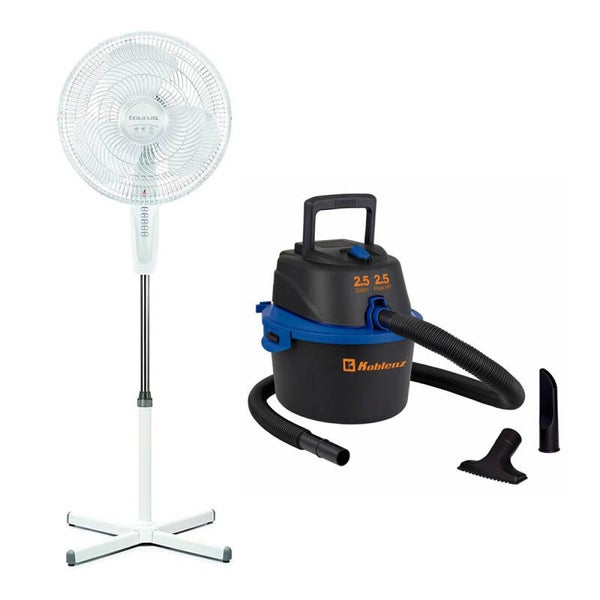 AM3KVAS Combo Hogar: Ventilador de Pedestal 16” 3 Velocidades + Aspiradora Multiusos