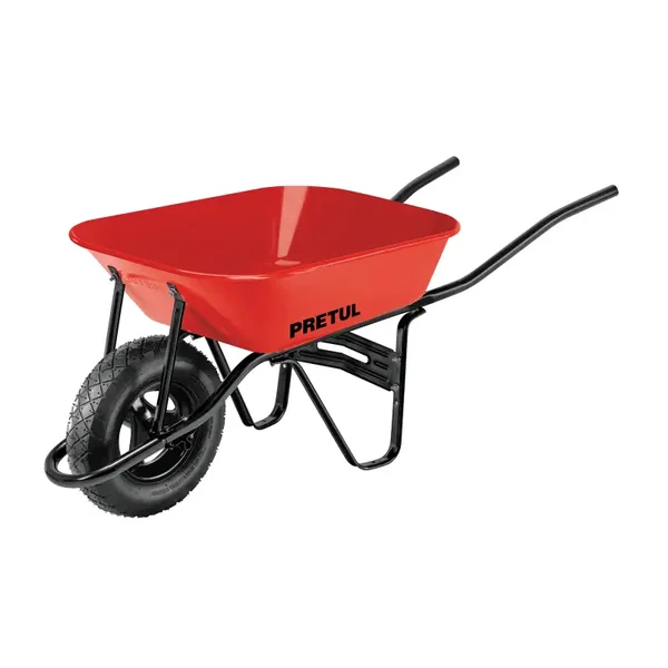 AM3K20675 Carretilla 3.5 ft3 roja, angosta, neumática, tubular, PRETUL