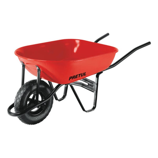 AM3K20627 Carretilla 5.5 ft3 roja, neumática, bastidor tubular, PRETUL