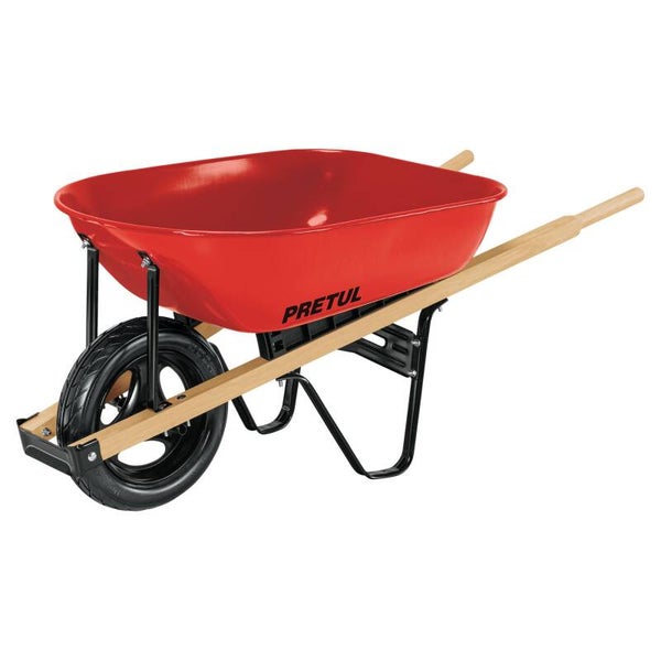 AM3K20623 Carretilla 5.5ft3 roja, imponchable, bastidores madera, PRETUL