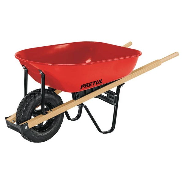 AM3K20622 Carretilla 5.5ft3 roja, neumática, bastidores madera, PRETUL