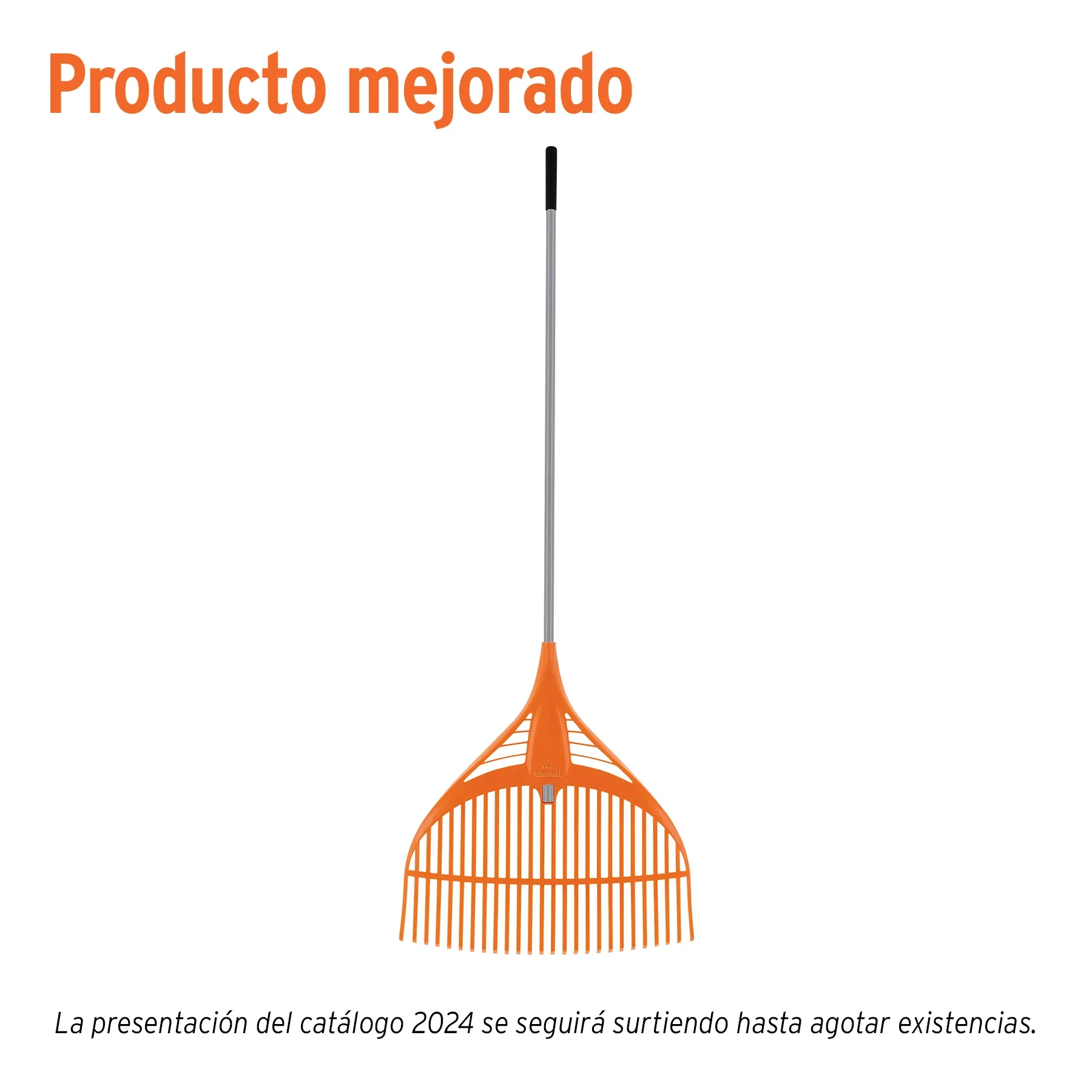 AM3K19881 Escoba plástica p/jardín, flex. 26 dientes, mango acero 54'