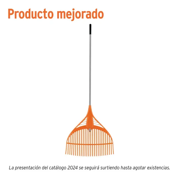 AM3K19881 Escoba plástica p/jardín, flex. 26 dientes, mango acero 54'