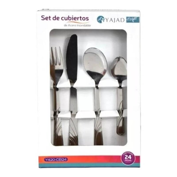 Y420-CB24	Set de cubiertos de acero inoxidable rayas 24 piezas