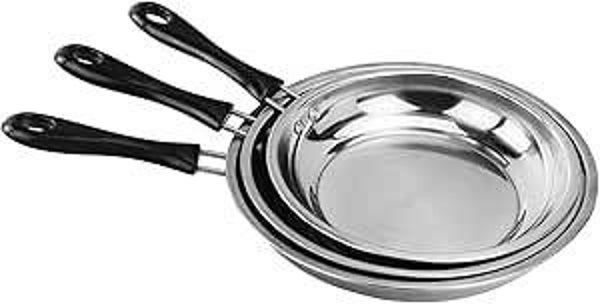 Y101-AR03 Set de 3 sartenes de acero inoxidable (21, 23 y 25 cms)