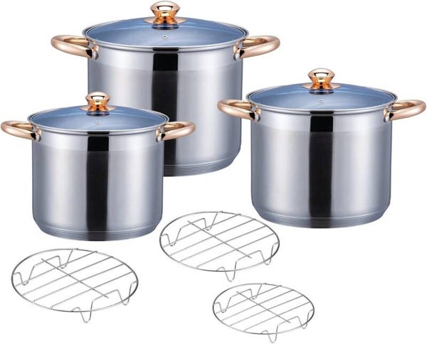 Y204-VA09	Juego de vaporeras de acero inoxidable 9 pzas