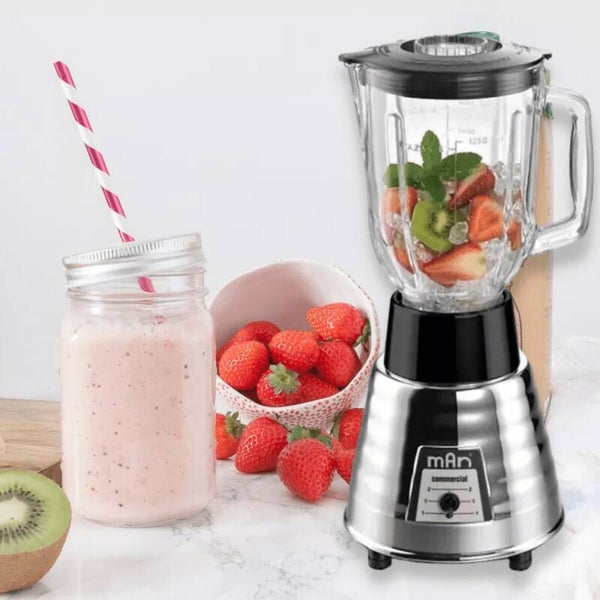 LICUADORA MAN VASO DE VIDRIO CROMO-NGO 2VEL