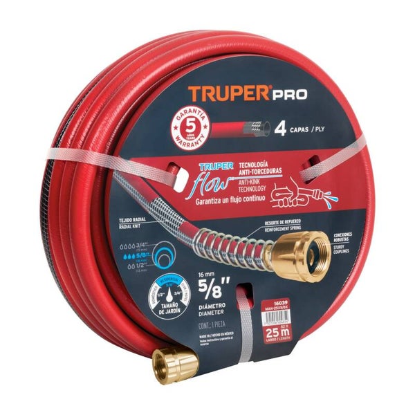 AM3K16039 Manguera 5/8' super reforzada 4 capas 25 m conexiones metal