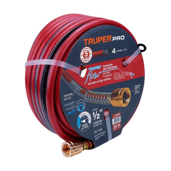 AM3K102528 Manguera 1/2' super reforzada 4 capas 30 m conexiones metal