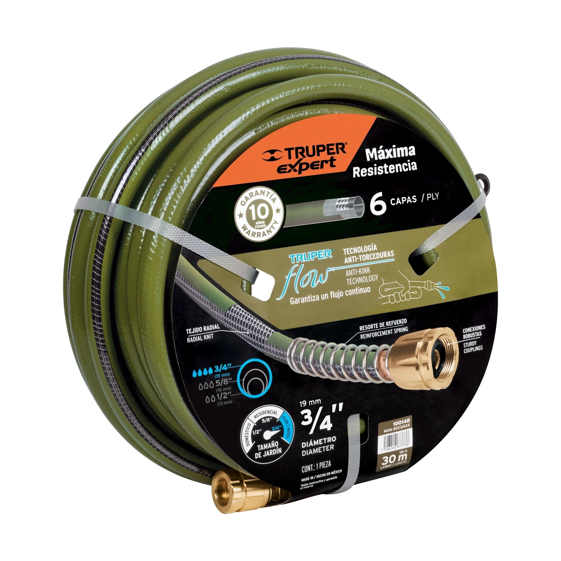 AM3K100148 Manguera 3/4' anti-torceduras 6 capas 30m conexiones d/metal