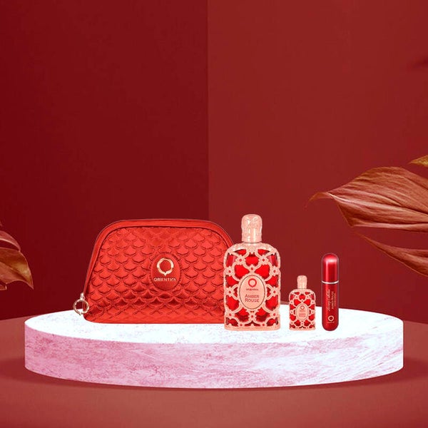 ORIENTICA AMBER ROUGE 80ML + MINIATURA + ATOMIZADOR RELLENABLE + NECESER