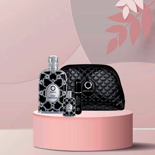 ORIENTICA OUD SAFFRON 80ML + MINIATURA + ATOMIZADOR RELLENABLE + NECESER