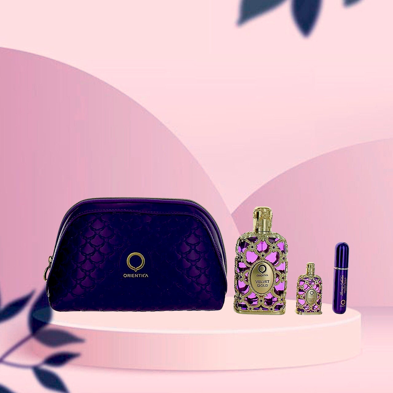 ORIENTICA VELVET GOLD 80ML + MINIATURA + ATOMIZADOR RELLENABLE + NECESER