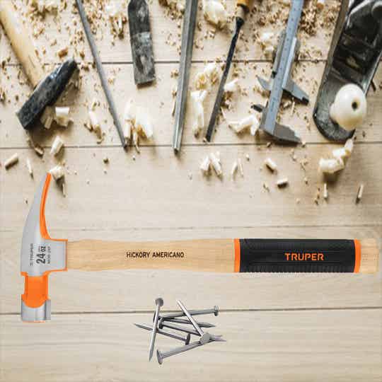 MARTILLO PULIDO 24 OZ UÑA RECTA, BOCA FRESADA, TRUPER GRIP