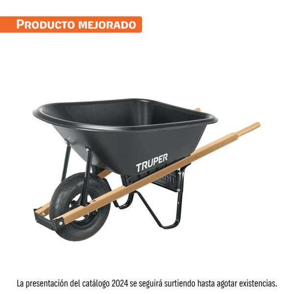 AM3K19805 Carretilla concha plástica 6 ft3 Neumática b/madera, TRUPER