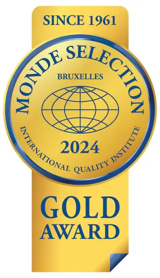 Gold award label van Monde selection uitgerijkt aan 21 Collagen voor 1 van de best geteste supplementen in de categorie diet & health