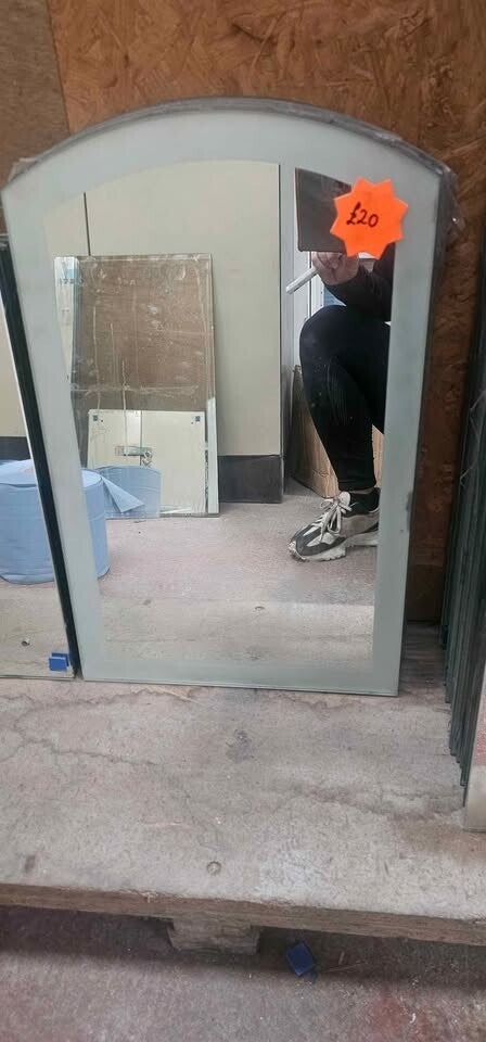 sandblasted edged arch mirror