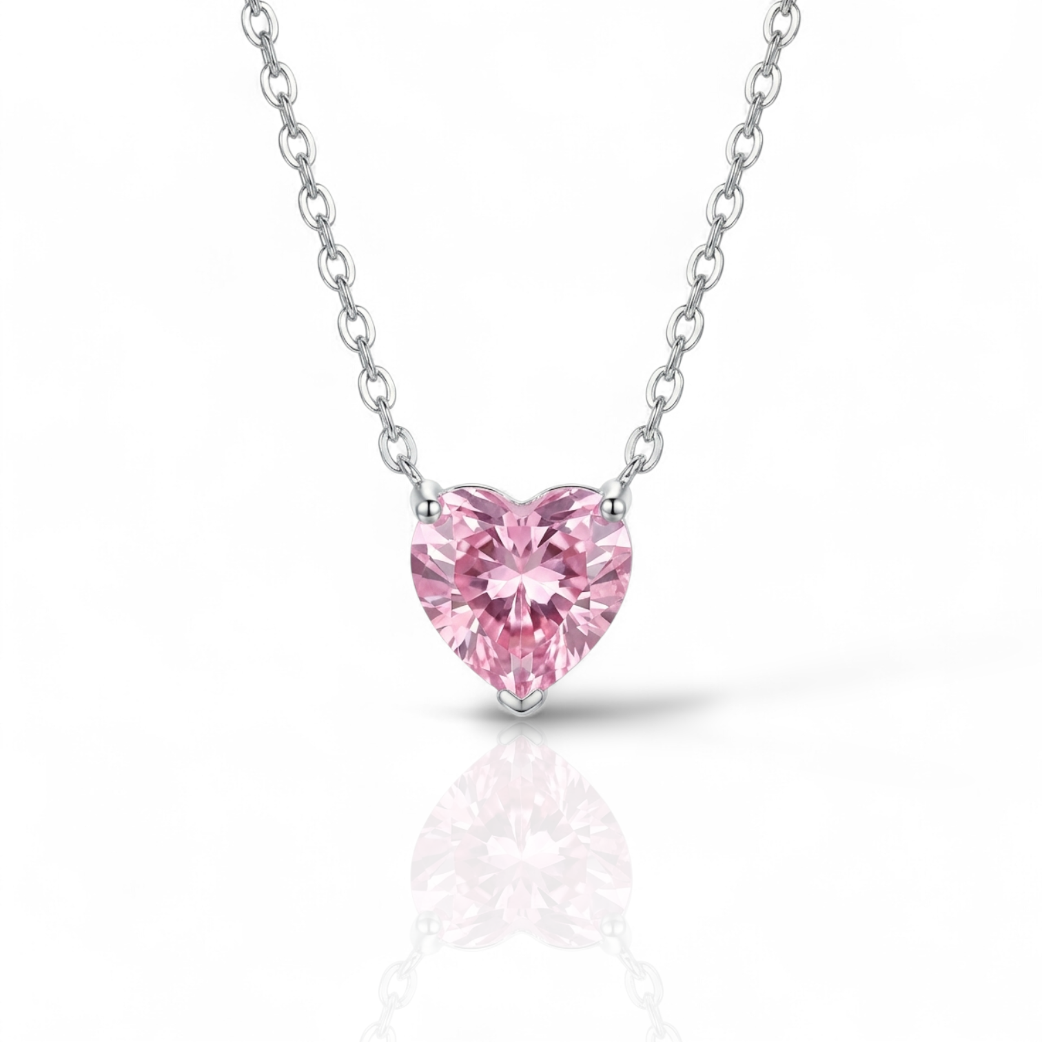 S925 Pink Heart Necklace
