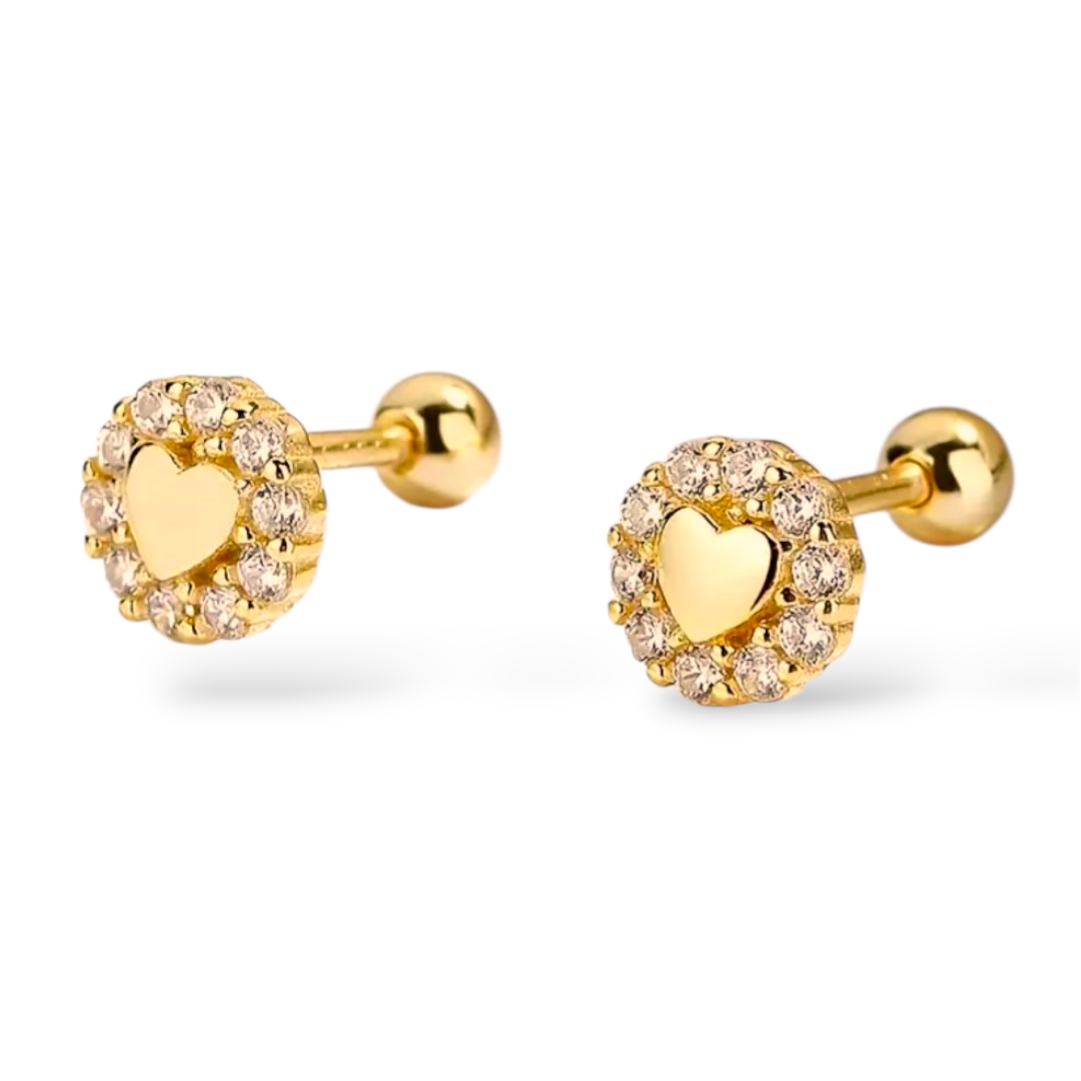 S925 Circled Heart Earrings