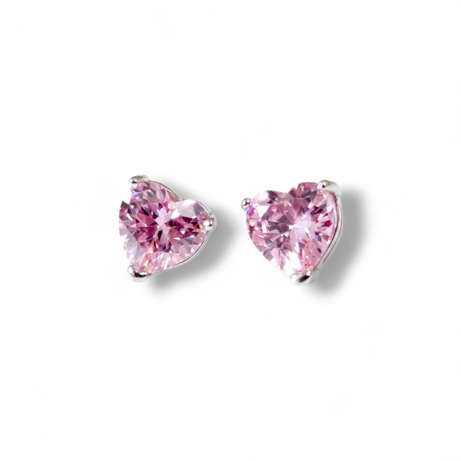 S925 Pink Heart Earrings