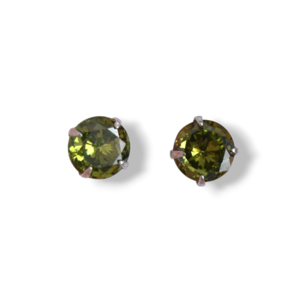 925 Round Olive Studs