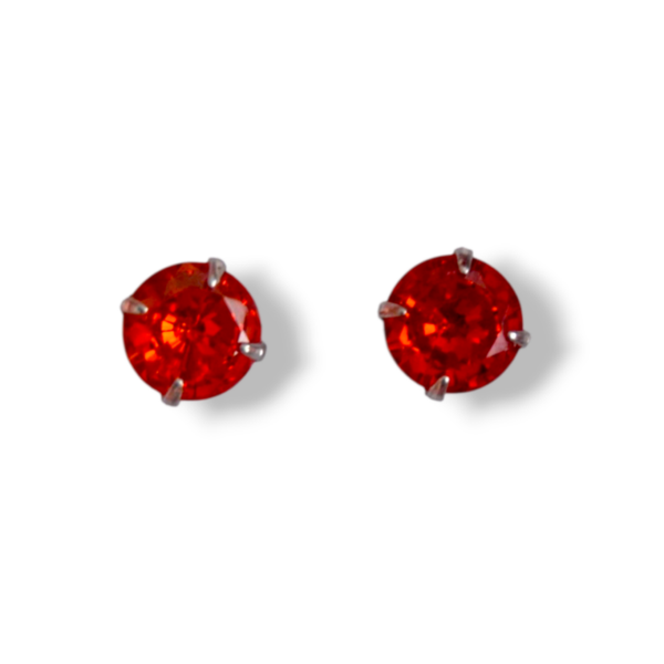 925 Red Round Studs