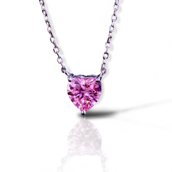 S925 Pink Heart Necklace