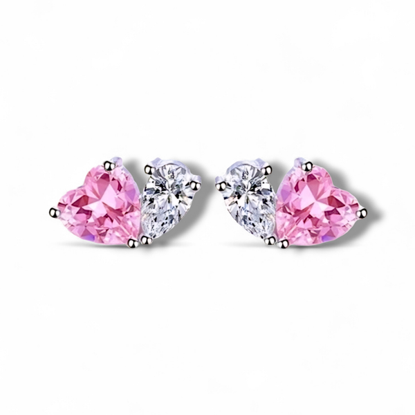 S925 Pink Heartdrop Earrings