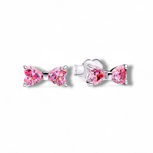 Pink bow earrings