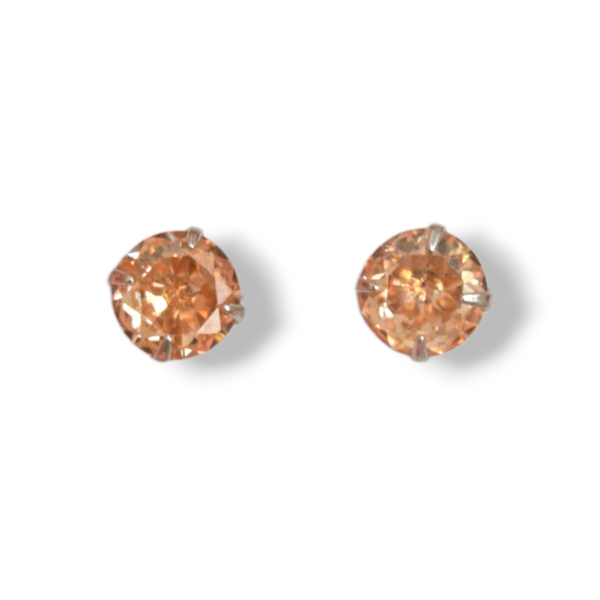 925 Round Champagne Studs