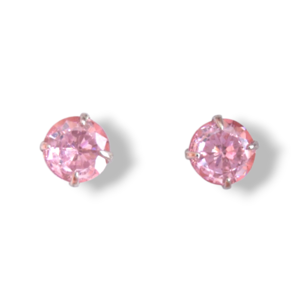 S925 Pink Round Studs