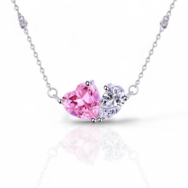 S925 Pink Heart-Drop Necklace