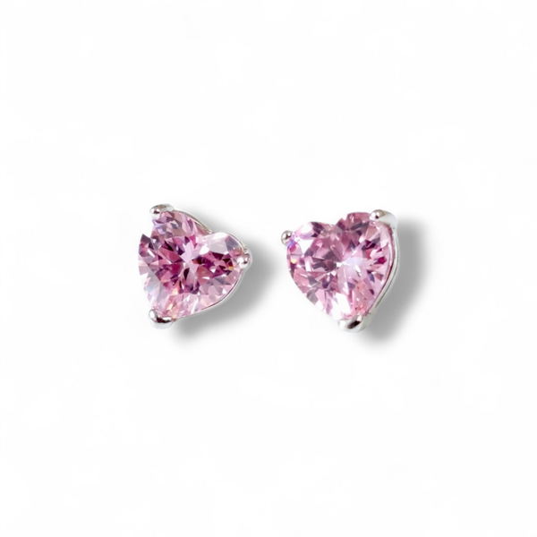 S925 Pink Heart Earrings