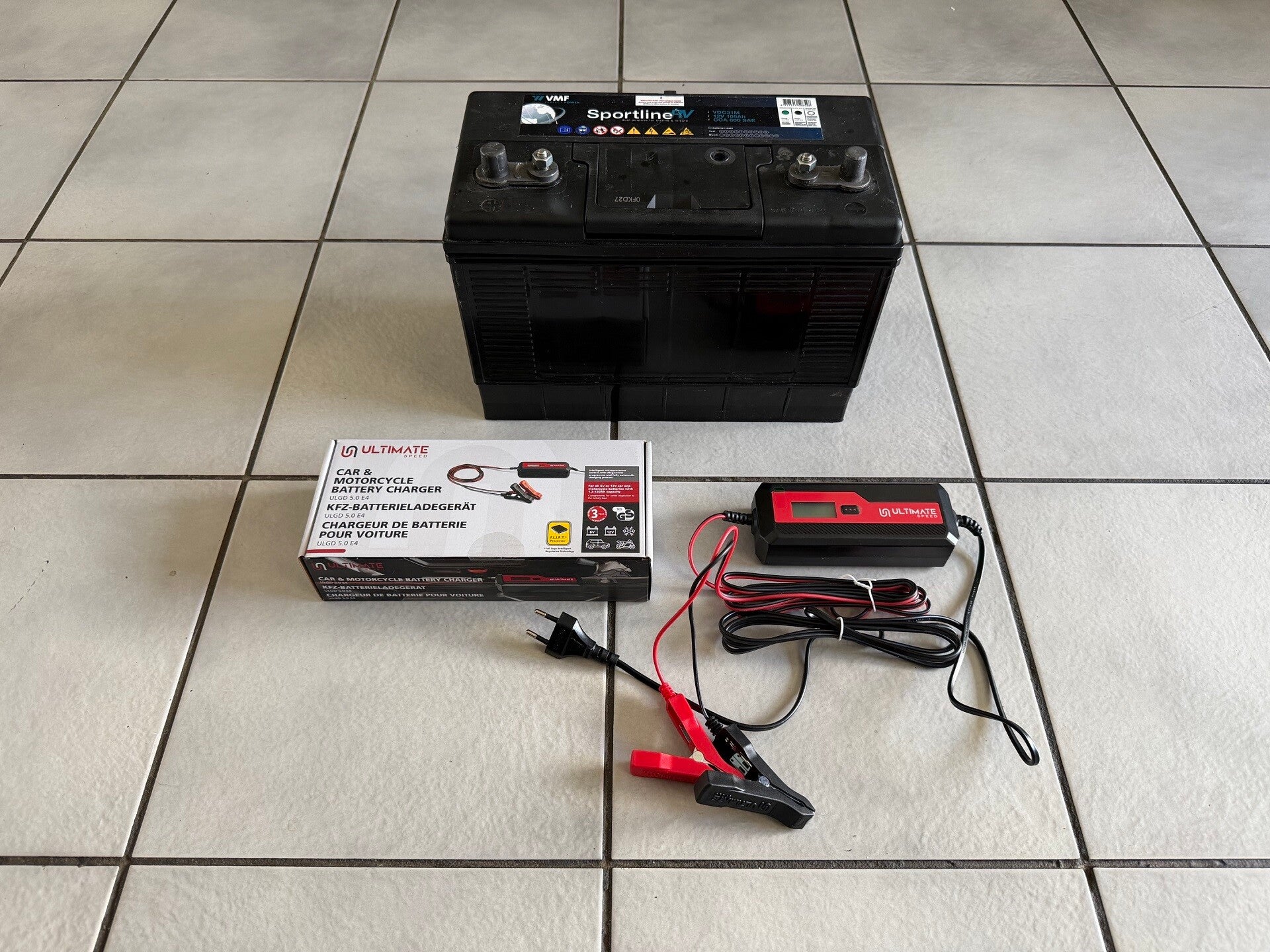 Sportline 105Ah inclusief NIEUWE ! UltimateSpeed accu oplader alleen icm aankoop van een fluistermotor