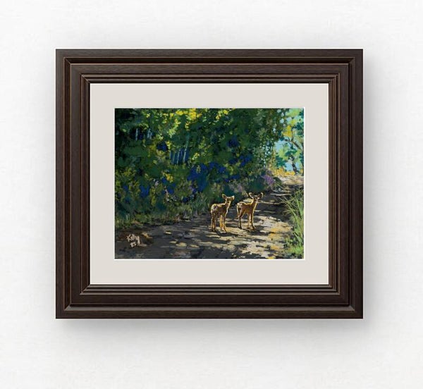 Twin Fawns on the Road