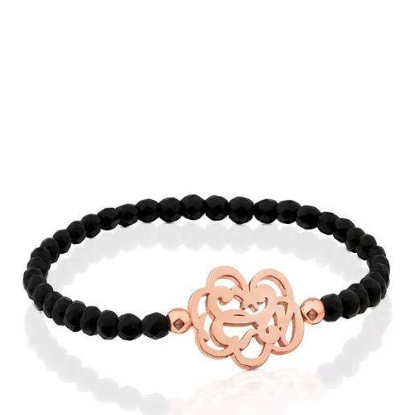 Pulsera Rubric de Plata Vermeil rosa con Ónix