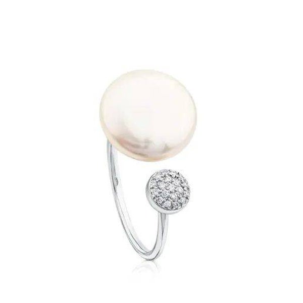 Anillo  Tous de enchape oro blanco